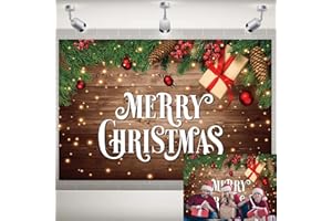 CUMIA Merry Christmas Backdrop Xmas Wood Wall Photography Background Winter Holiday New Year Eve Indoor Outdoor Party Supplies (7x5FT)