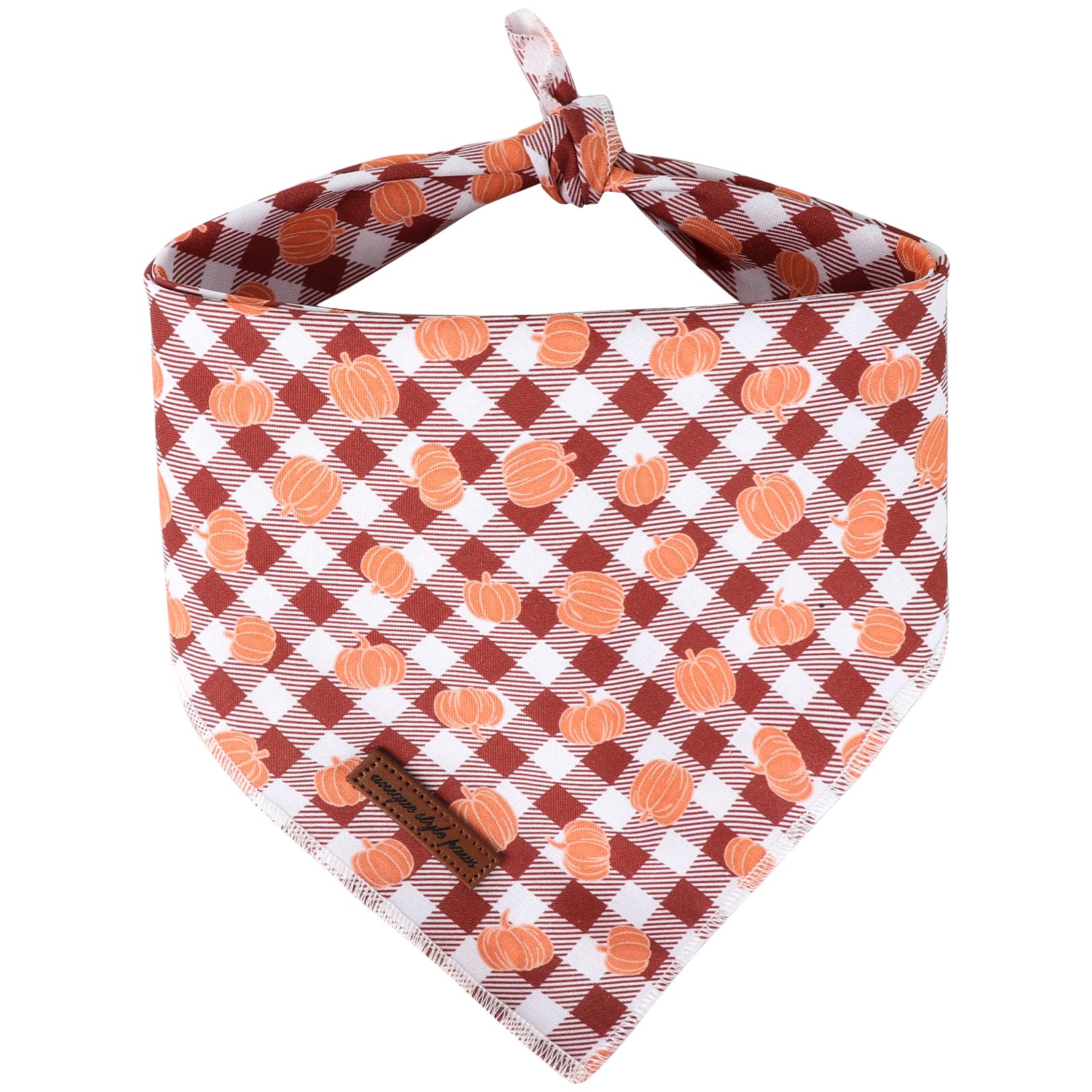 Unique style paws Halloween Dog Bandanas, Triangle Pumpkin Pet Scarf for Boy and Girl, Premium Durable Fabric, Pumpkin Plaid Dog Kerchief for Medium and Large Dogs (Small)