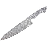 KKI crafts Damascus steel chef blade, premium sharp kitchen knife blank, EDC, ready to use, DIY, knife making