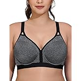 ZeroBound Women's Sports Bra High Impact Lightly Lined Underwire V Neck Full Figure Running Workout Bras