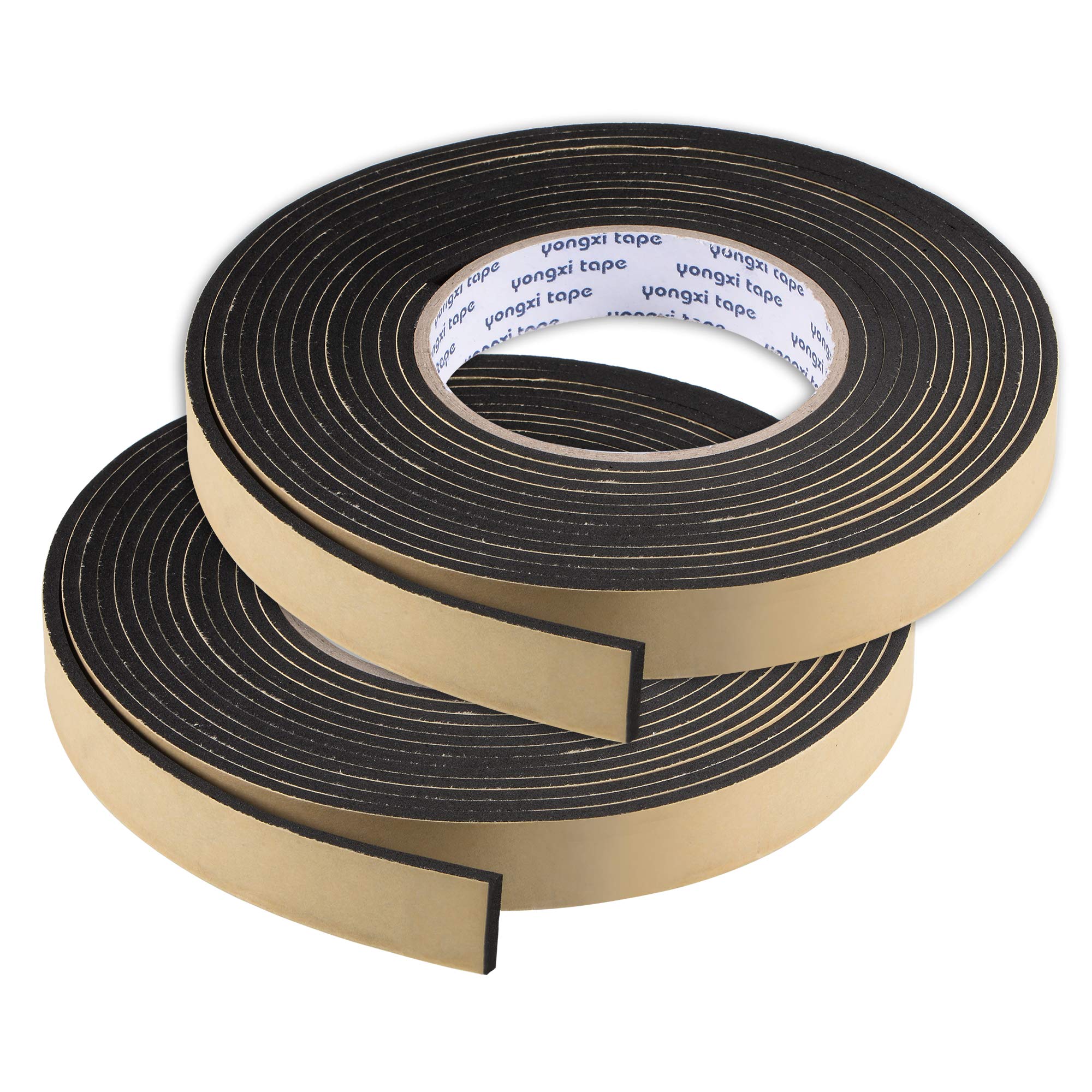 sourcing map Sealing Foam Tape 20mm Wide 3mm Thick 5m/16.4ft Long, EVA Self Adhesive Weather Strip for Window Door Insulation, Pack of 2