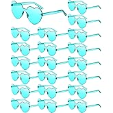 Frienda 20 Pairs Heart Shaped Sunglasses Rimless Candy Color Glasses for Women Men Party Favor