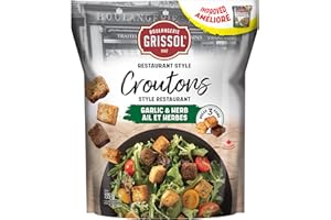 Boulangerie Grissol Croutons, Restaurant Style, Garlic & Herb - Add Delicious Flavour and Crunchy Texture to Your Salads and 