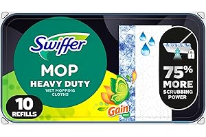 Swiffer Heavy Duty Mop Wet Multi-Surface Cloth Refills for Floor Mopping and Cleaning, Gain Scent, 10 count