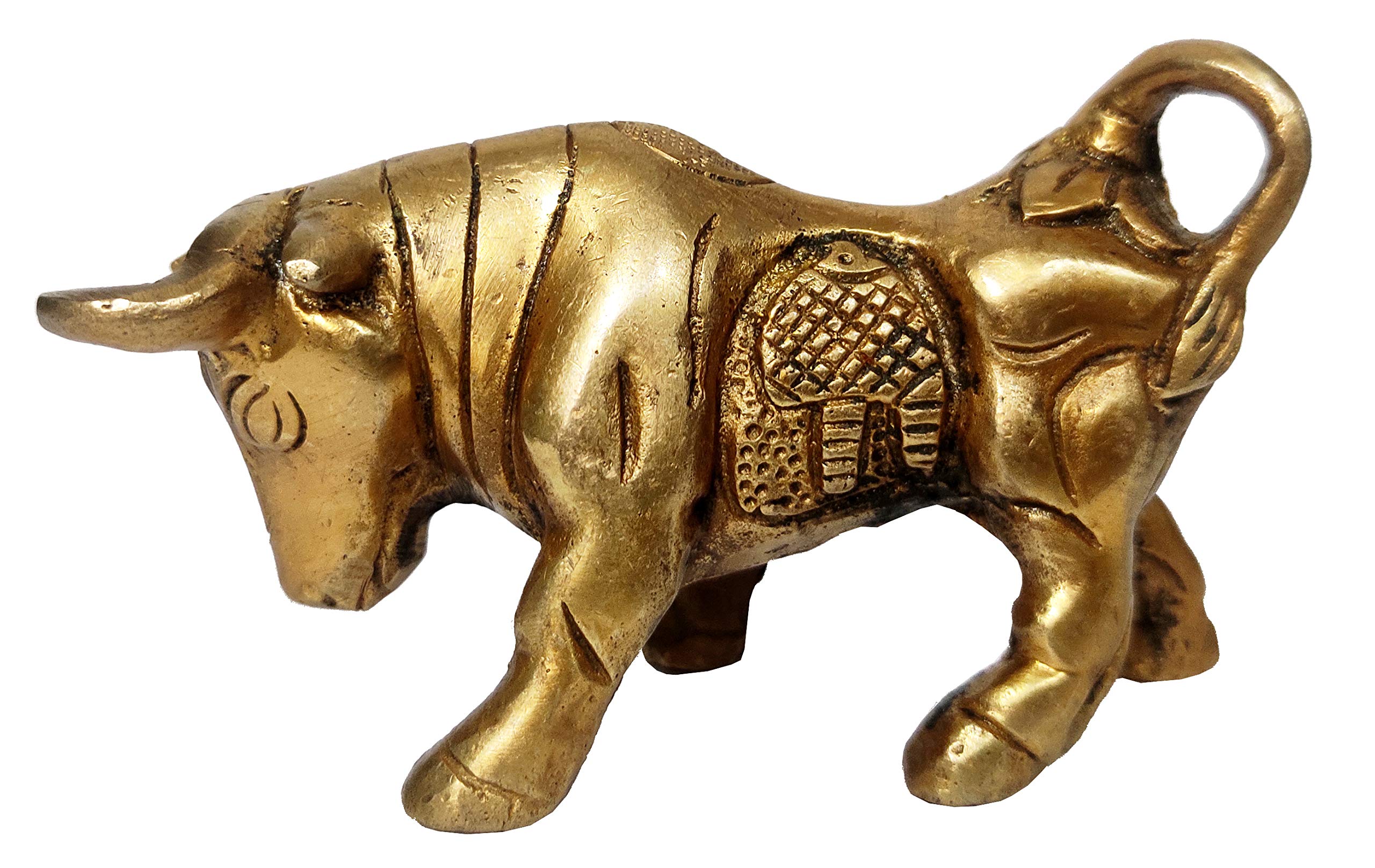 Purpledip Brass Bull Bison Statuette: Collectible Art Showpiece (12242)