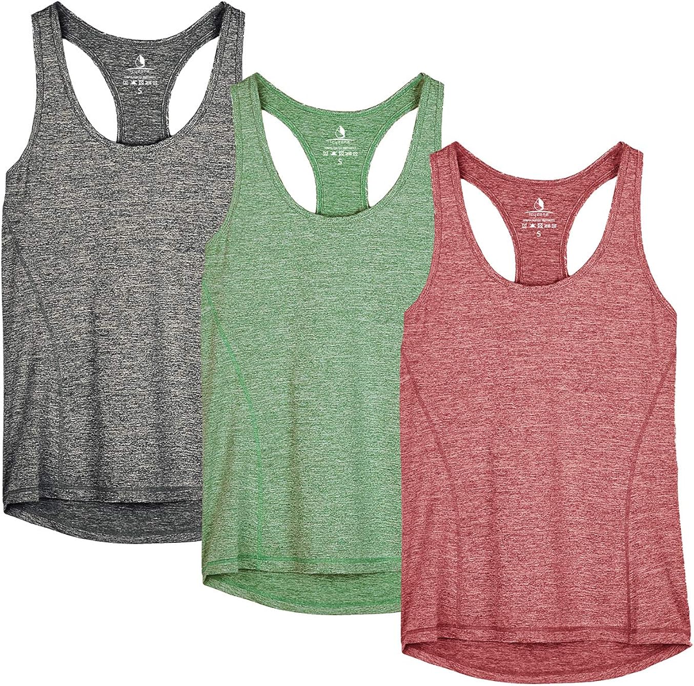 icyzone Workout Tank Tops for Women - Racerback Athletic Yoga Tops, Running Exercise Gym Shirts(Pack of 3): Clothing