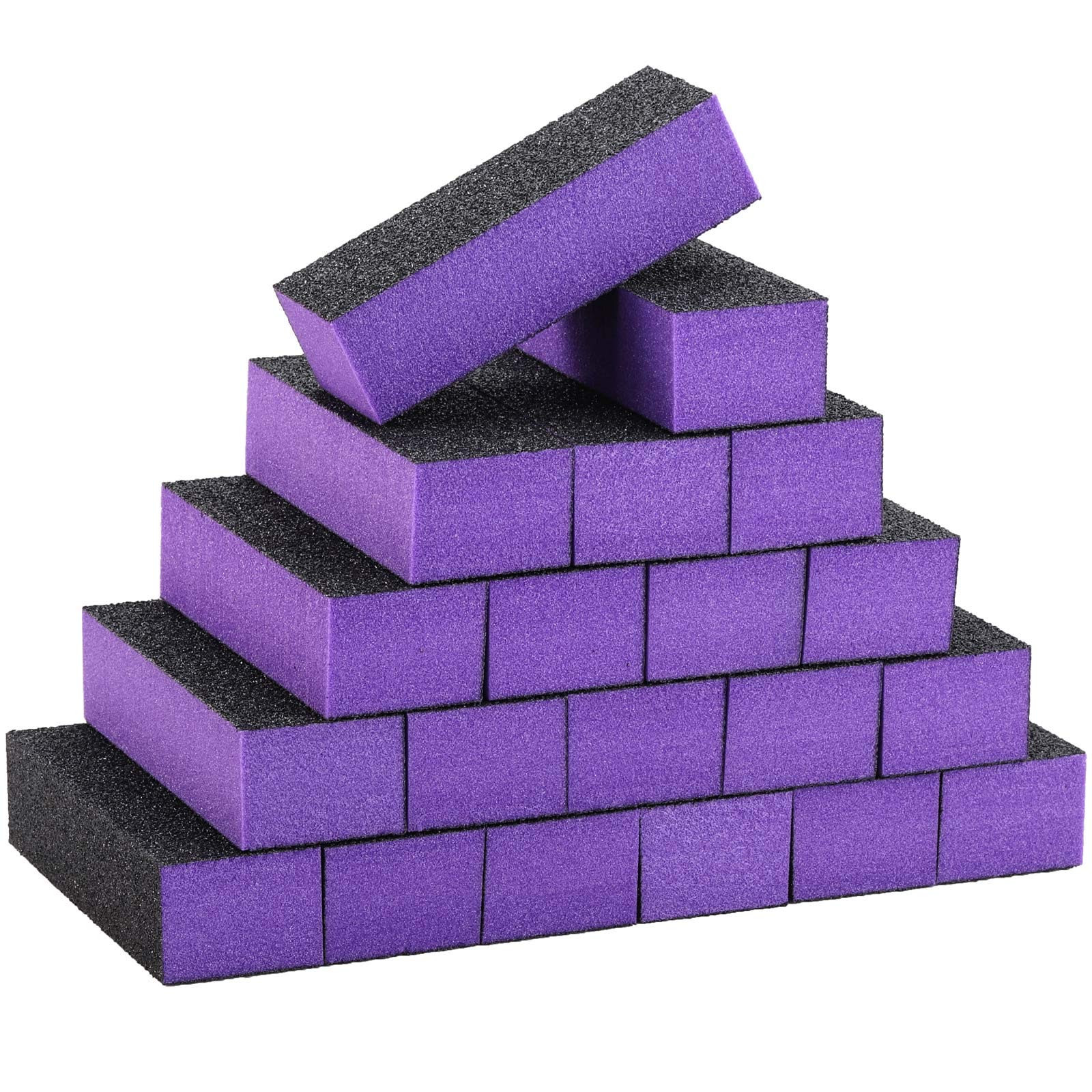 Photo 1 of 20 Pcs Nail Buffer Block Sponge Sanding Buffing File 80/120 Grit 3 Sides Nail Files for Manicure Nail Tools (Purple Black)