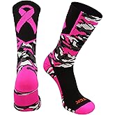 TCK Woodland Camo Breast Cancer Awareness Crew Socks