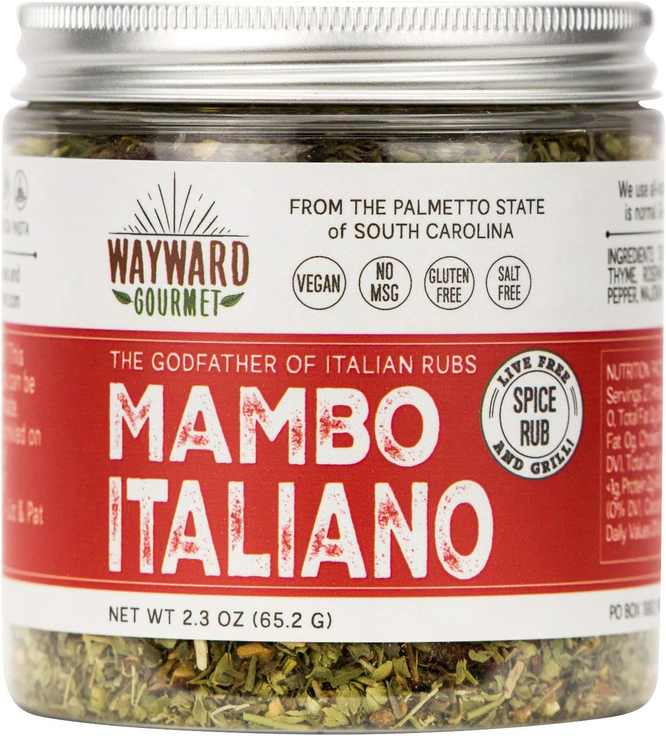 Mambo Italiano Italian Herb Seasoning by Wayward Gourmet - Gourmet Spice Rub for Chicken, Meat, Veggies, Pasta and Pizza - Best Mediterranean Herb Seasoning Blend - Gluten Free, Salt Free, No MSG