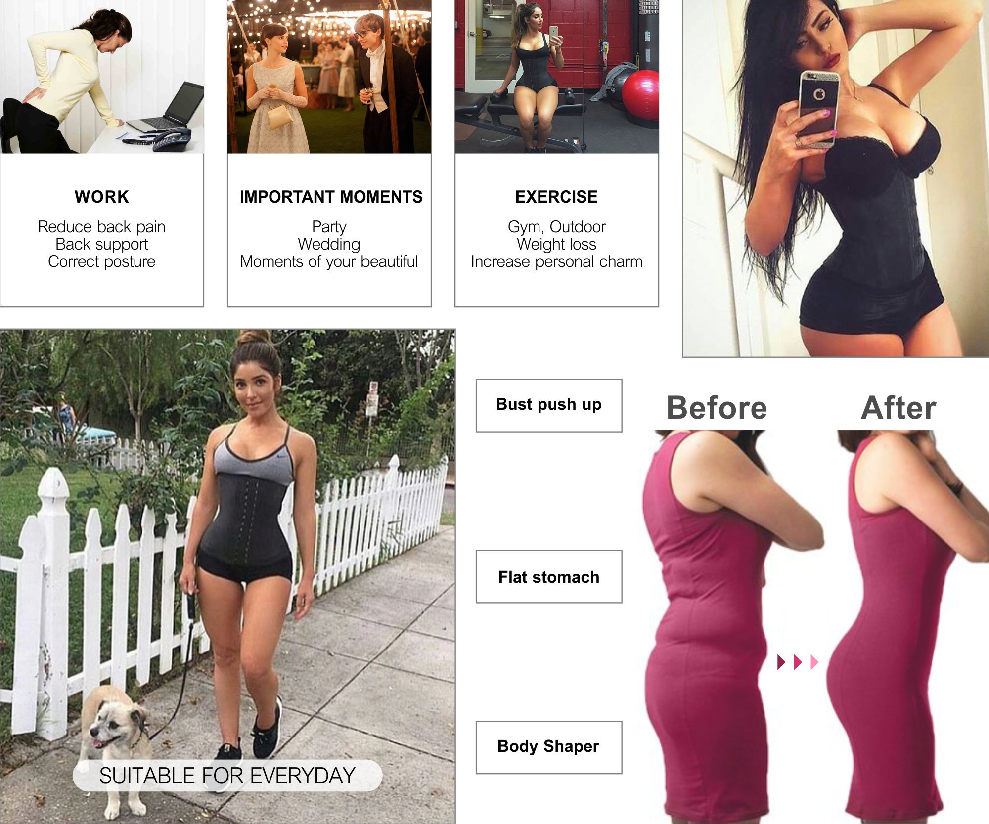 YIANNA Women\'s Latex Sports Waist Trainer Long Torso Waist Cincher 3 Hook Rows, Size L (Beige)