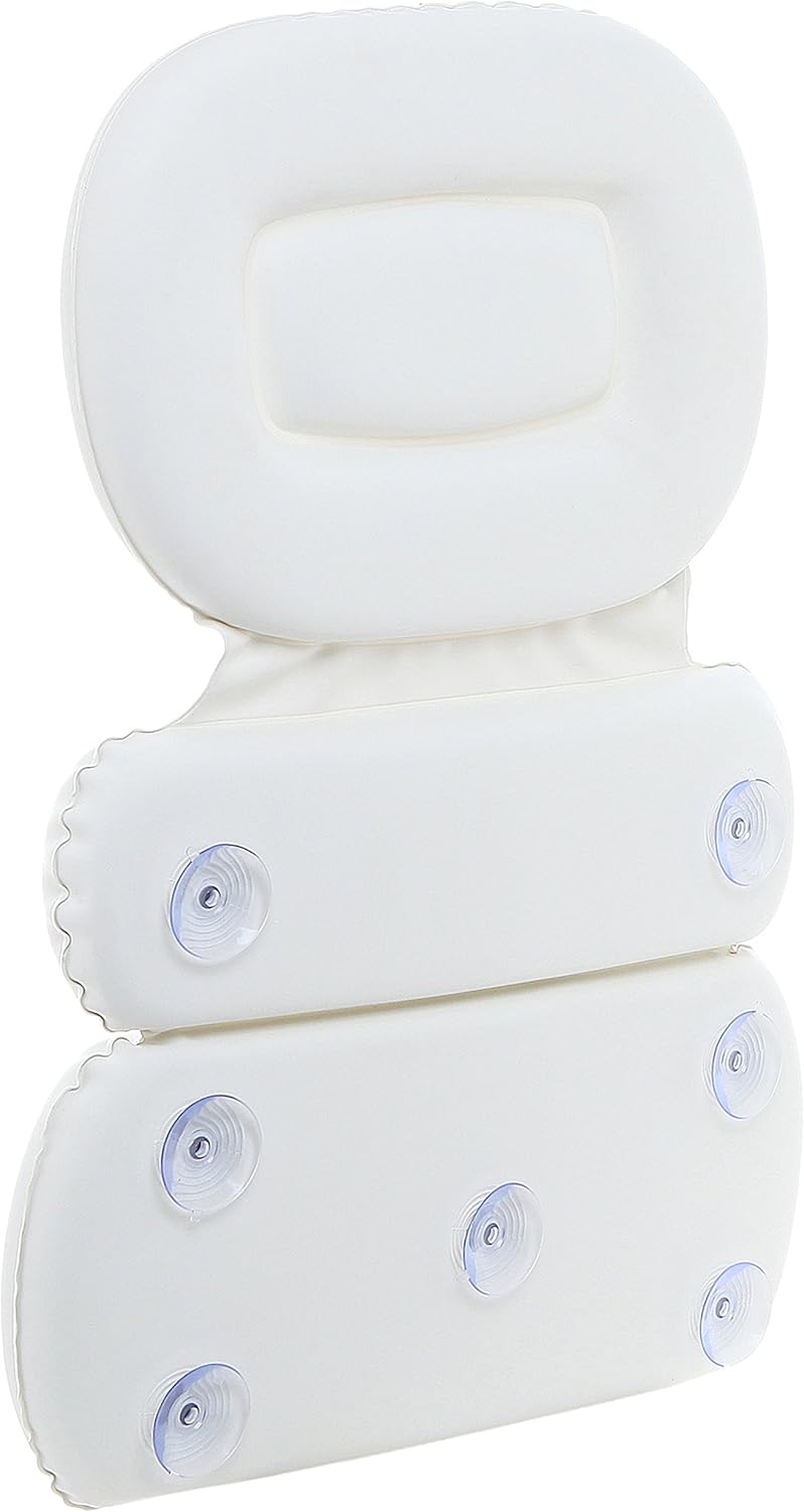MyGift Soft Luxurious Foam Padded Large White Spa Bath Pillow/Hot Tub Head & Back Cushion: Home & Kitchen