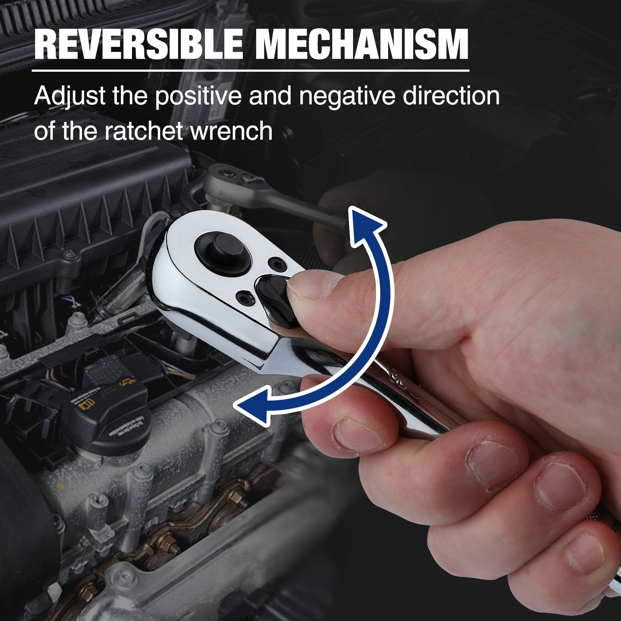 kauplus 3 PCS Quick-release Reversible Ratchet Set, 1/4, 3/8, 1/2