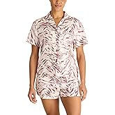 BCBGMAXAZRIA womens Satin Pajama Set Short Sleeve Notch Collar With Shorts