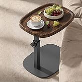 VASAGLE C Side Table Adjustable Height, Couch Sofa End Table, TV Tray | 11.8 x 15.7 x 27.2 Inches, for Small Spaces, Living Room, Bedroom, Walnut Brown and Ink Black, BARNET Collection ULET363M101
