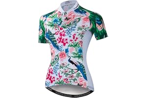 JPOJPO Women's Cycling Jersey Tops Summer Short Sleeve Full-Zip Clothing Bike Shirt