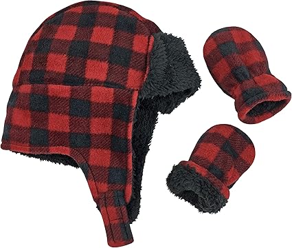 baby red hat and mittens