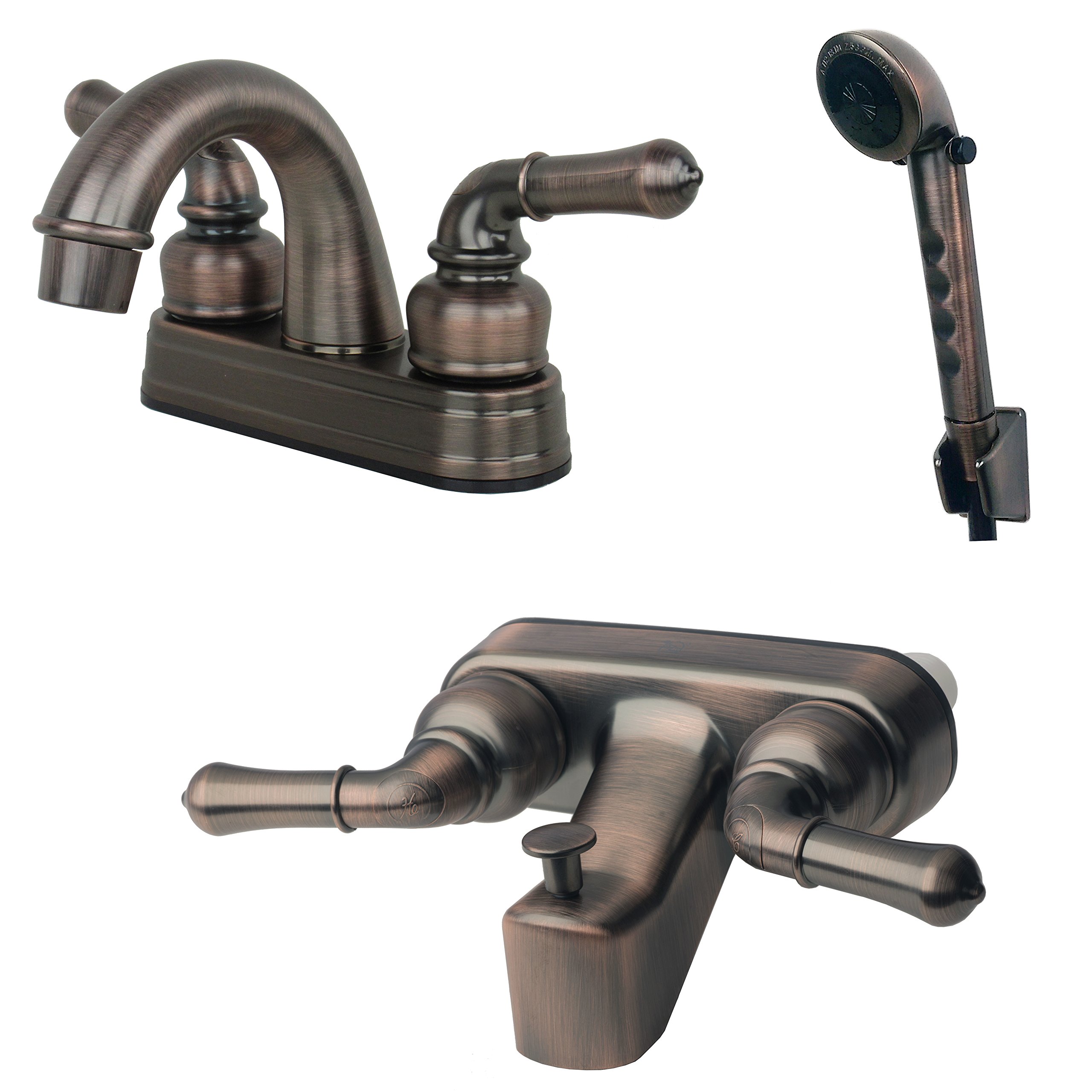 Laguna Brass 2001/3210/4120 RV Bathroom and Tub Shower Faucet with Matching Hand Shower Combo Brushed Bronze Finish