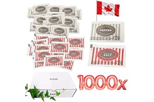 [1000 Pack] Disposable 500 Iodized Salt, 500 Black Pepper Sachets, Perfect for Wedding, Office, Party, Made in Canada, ECOSE 