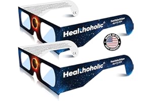 Healthoholic Made in USA Solar Eclipse Glasses - AAS Approved 2024 CE and ISO Certified Direct Sun View Safe Eye Protection - (2 Pack)