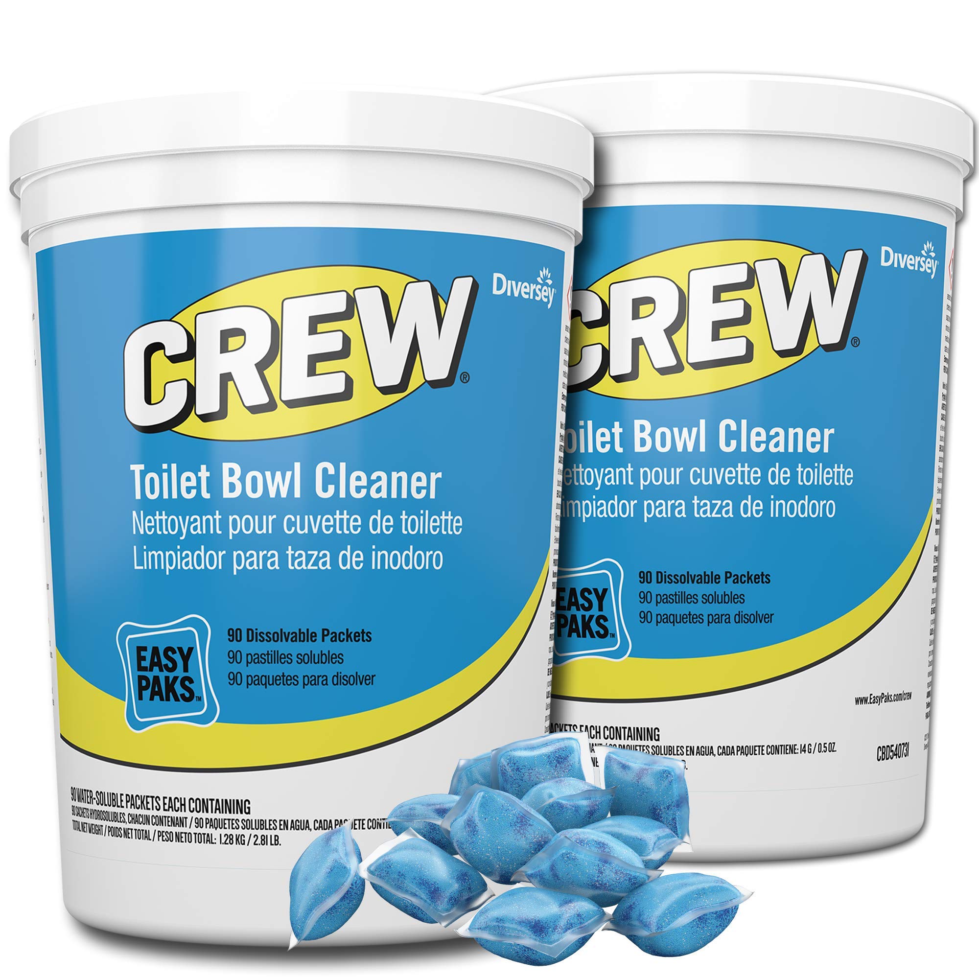 Diversey CBD540731 Crew Easy Paks Toilet Bowl Cleaner, 2 Tubs x 90