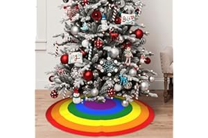 WOODLAND WREATH 48" Christmas Tree Skirt, Rainbow Rings Xmas Tree Skirt for Christmas Decorations Skirt Xmas Holiday New Year Party Tree Mat Decor Indoor Outdoor