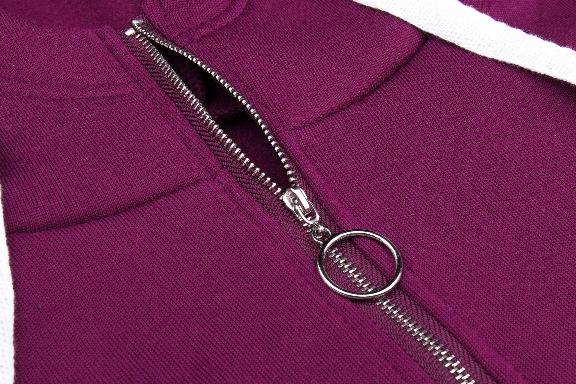 Women Hoodies Stripe Long Sleeve Cowl Neck Drawstring Pullover Sweatshirts Tops Wine