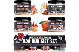 Spice Guru BBQ Rub Gift Set – 4 Flavor Barbecue Seasoning Sampler – Mens Christmas Gifts for Dad, Husband or Brother – Premium Grilling Spices & Holiday Gift Set for Grill Lovers - Grill Accessories