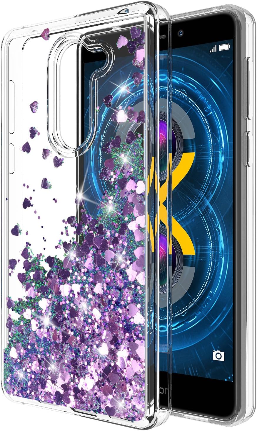 HONOR 6X CASE, HUAWEI HONOR 6X CASE, Cute Sparkly Shiny Glitter Bling Luxury Fashion Liquid Quicksand for Teen Girls Women Soft Clear TPU Bumper Cover For HONOR 6 X (PURPLE)