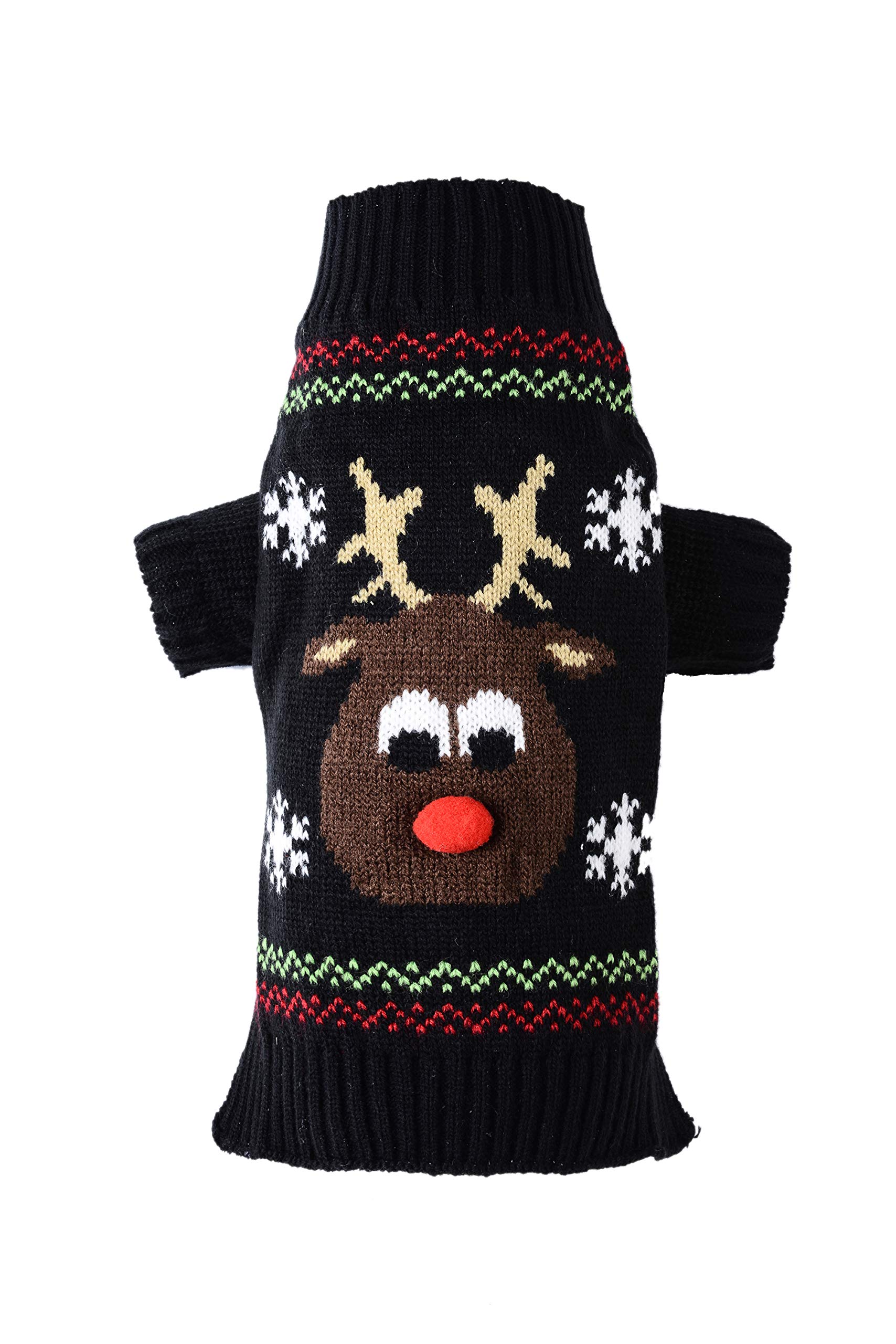 PETCARE Pet Dog Sweater Pet Clothes Puppy Cat Winter Warm Clothes Turtleneck Christmas Reindeer Knitting Pattern Knitwear Costume, for Small Medium Larges Dogs, [Black, XL]