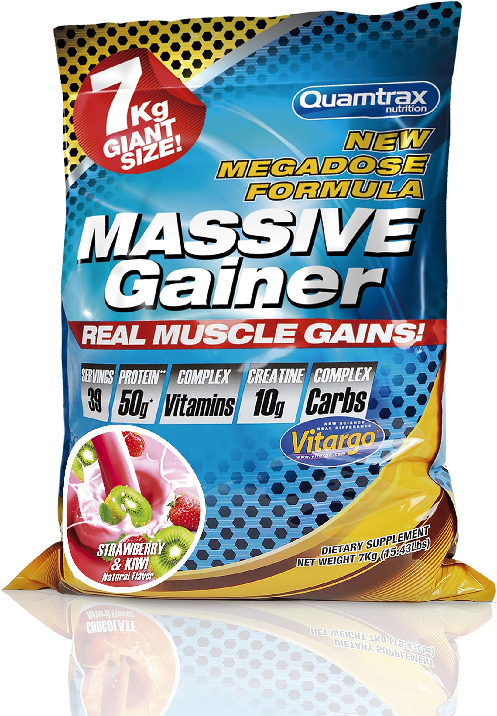 Quamtrax Massive Gainer 7kg-Flavor-Strawberry & Kiwi, Unisex, Adults, 0, 7