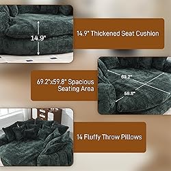 81” Oversized Upholstered Sofa Bed, Round Chaise