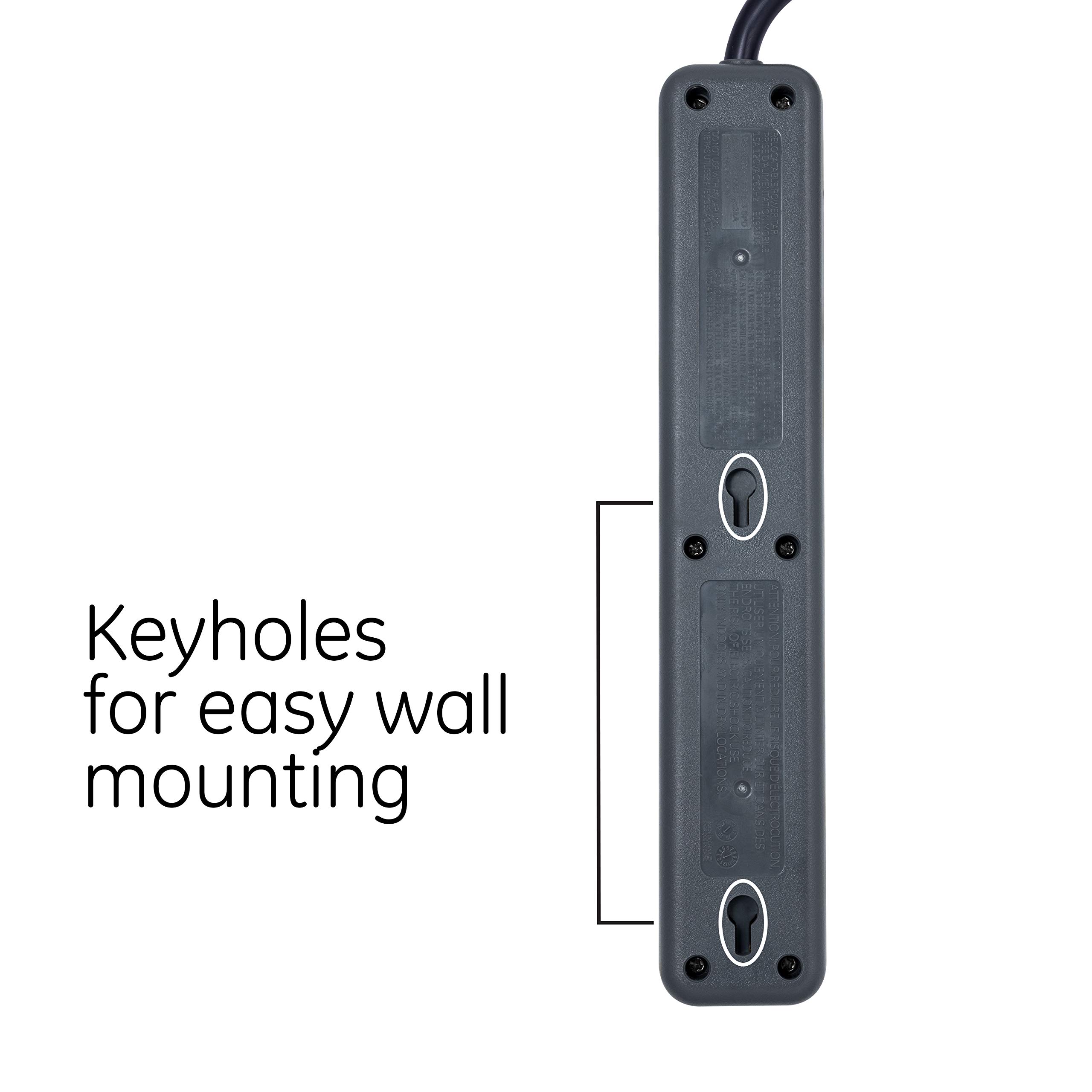 GE 6-Outlet Surge Protector, 4 Ft Extension Cord, Power Strip, 800 Joules, Flat Plug & Pro 6-Outlet Surge Protector, 2 Ft Extension Cord, 620 Joules, Power Strip, Flat Plug