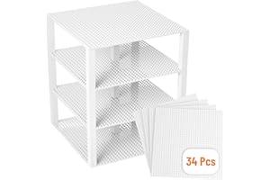 Strictly Briks Compatible with LEGO Classic Stackable Baseplates, Building Bricks for Towers, Shelves, and More, 100% Compatible with All Major Brands, White, 4 Base Plates & 30 Stackers, 10x10 Inches