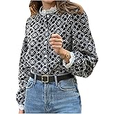 SHENHE Women's Dressy Casual Button Up Blouse Eyelet Lace Embroidered Long Sleeve Shirt Top