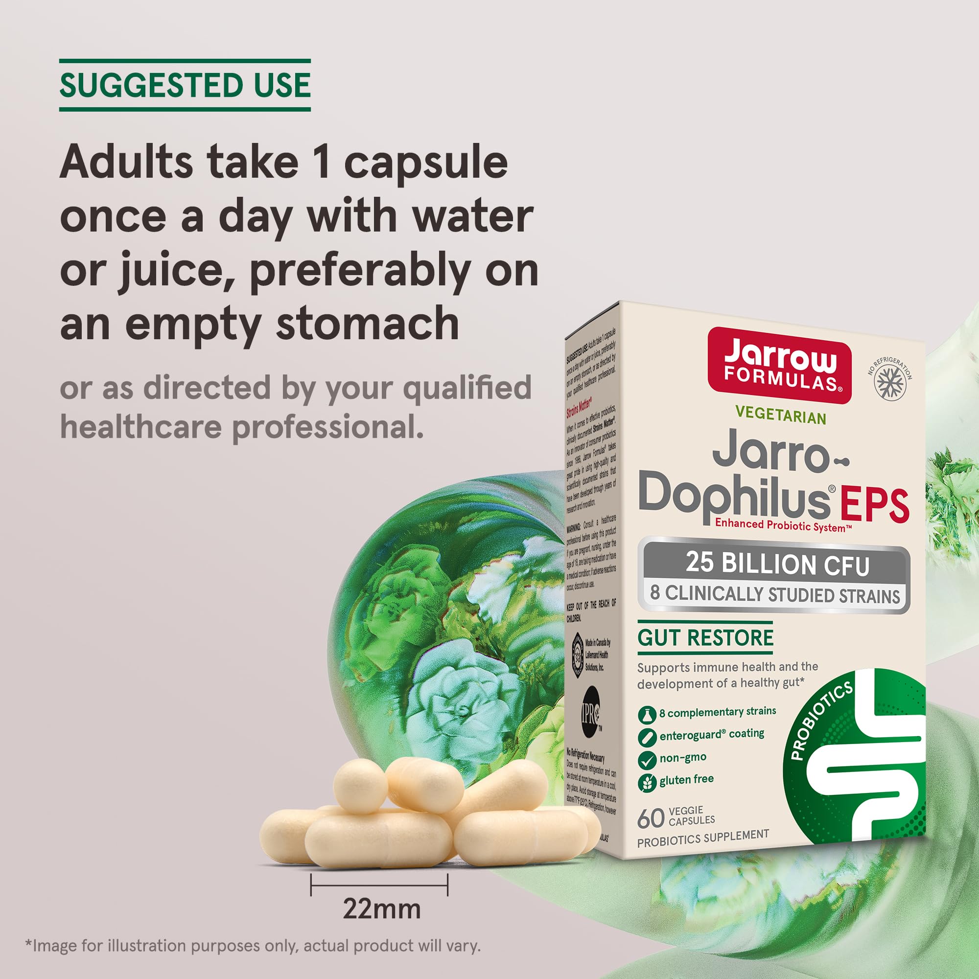 Jarrow Formulas Jarro-Dophilus EPS Higher Potency - 25 Billion Organisms Per Serving - 60 Veggie Caps - Multi-Strain Probiotic - Intestinal & Immune Health - 60 Servings