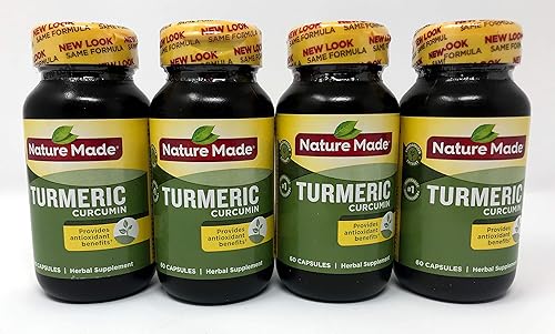Nature Made Tumeric Capsules 500 Mg, 60 Count , Pack of 4