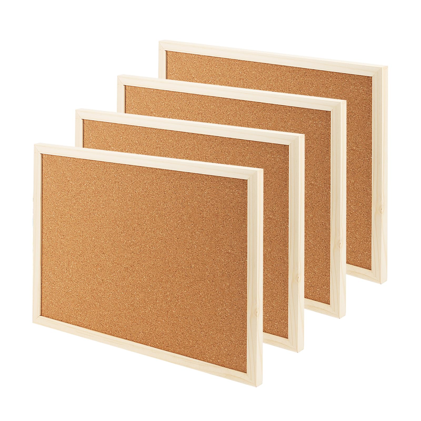 JOIKIT 4 Pack Large Cork Board, 30 x 40cm Natural Notice Pin Board With Plush Pins, A3 Wood Frame Memo Bulletin for Office, Home