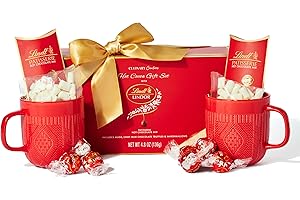 THOUGHTFULLY Hot Cocoa Gift Set, Made with Lindt Gourmet Hot Chocolate Mix, Includes 2 Hot Cocoa Mixes, 2 Hot Cocoa Mugs, Marshmallows and Lindt Chocolate Truffles