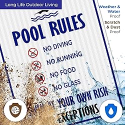 Pool Rules Sign, No Diving No Running No Food No