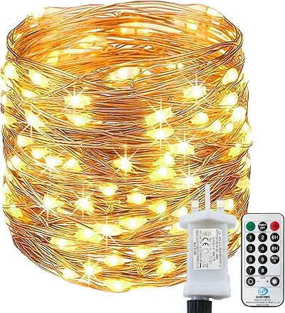 [Lezonic] 220 LED Fairy Lights Mains Powered 25M 8 Modes Copper Wire IP65 Warm