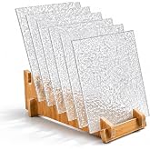 VARIART Stained Glass Sheets 12x12 inch, Large Sheet for Bigger Artwork | 6 Sheets for Suncatchers, Mosaic Crafts, Window Art &amp; DIY Projects, Clear Textured Panel, Frost Pattern