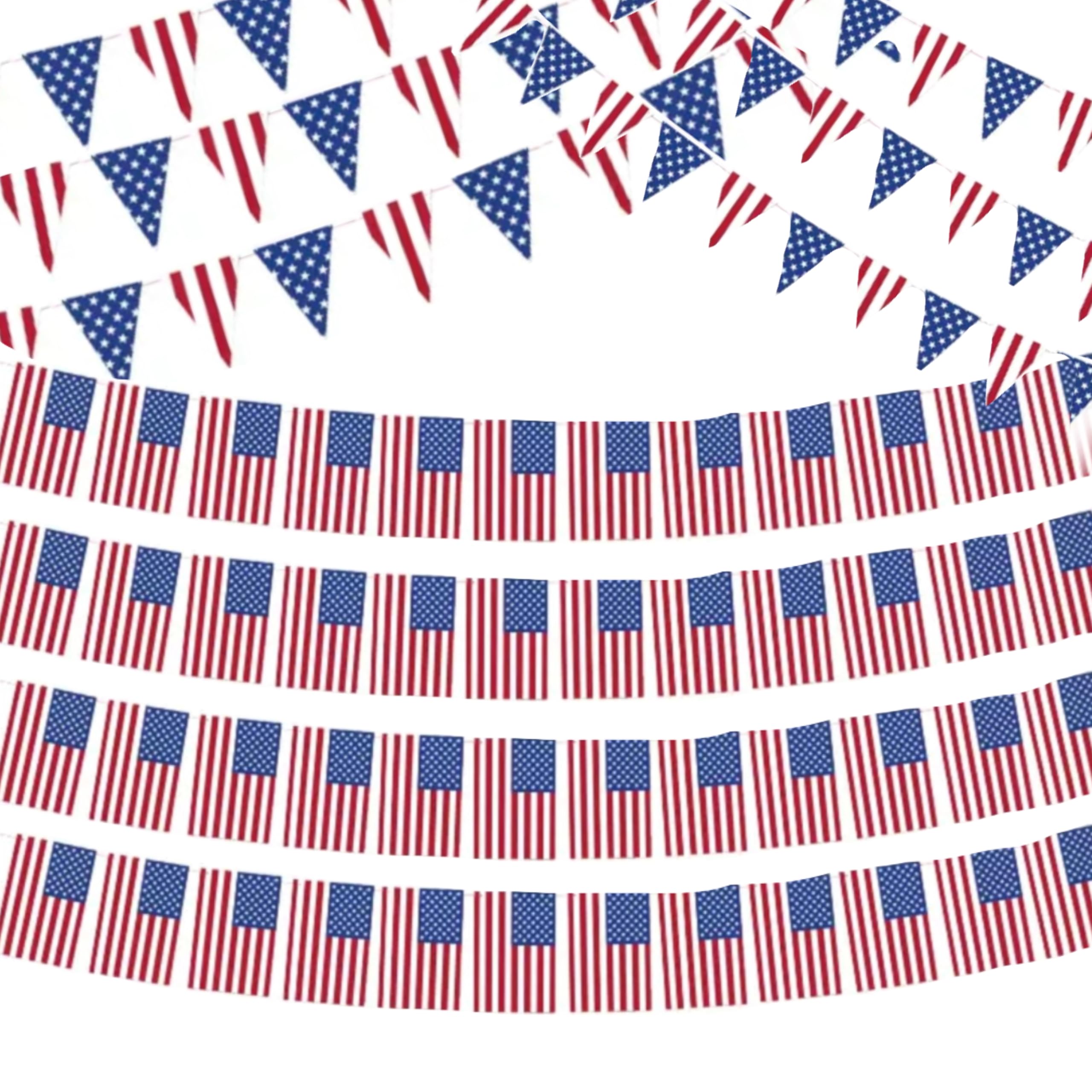 eBoutik - Ultra Flag Bundle American Patriotic Party Decorations - Red, White & Blue Hanging USA Bunting & American Flags, 4th July Independence Day, Election - Thanksgiving Themed Parties