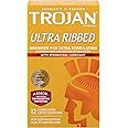 TROJAN Stimulations Ultra Ribbed Spermicidal Condoms, 12 Count