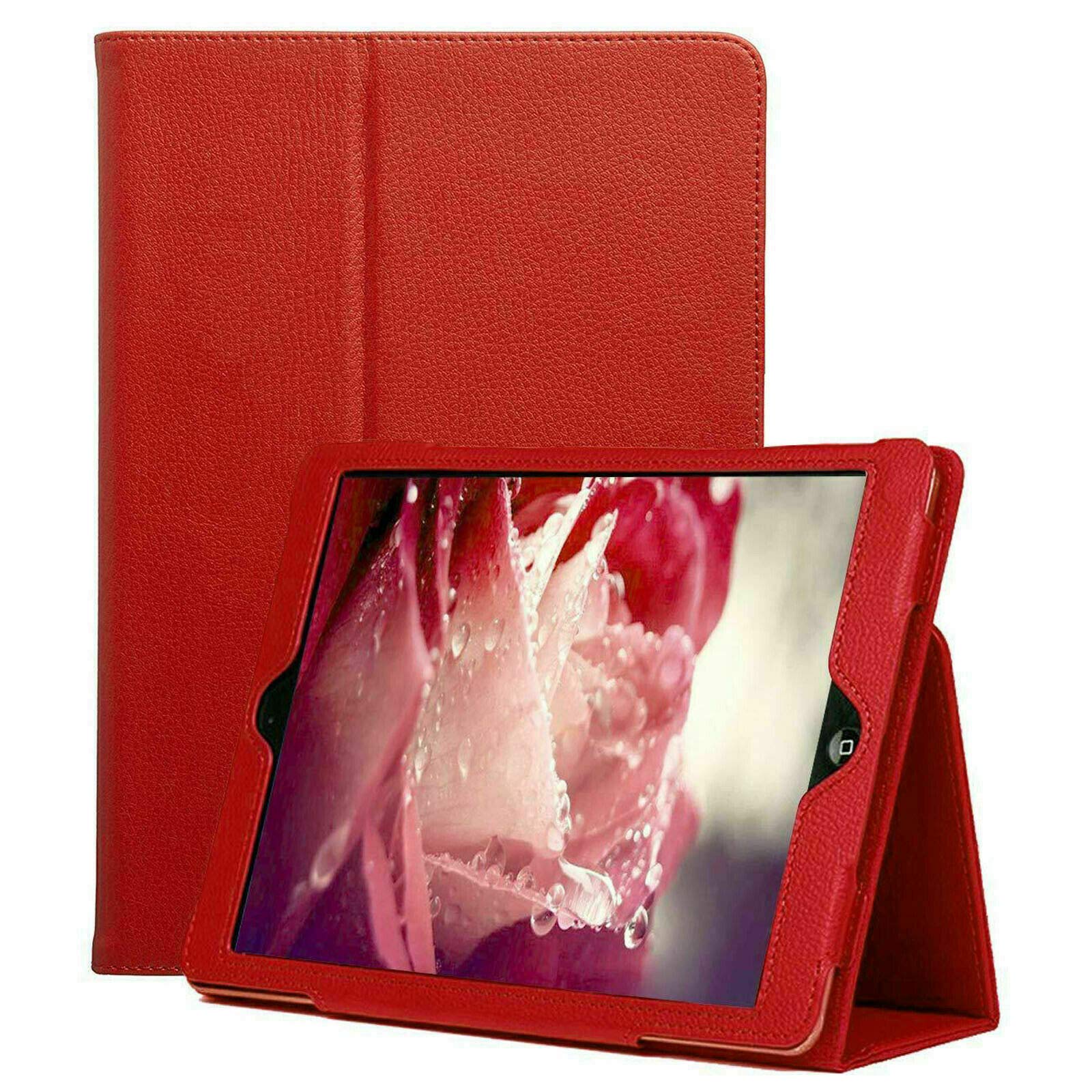 Leather Flip Stand Folio Case Plain Cover for Apple iPad Air 1,2,5th,6th Gen 9.7" (For Apple IPad Air (2nd generation), Red) โ image 1