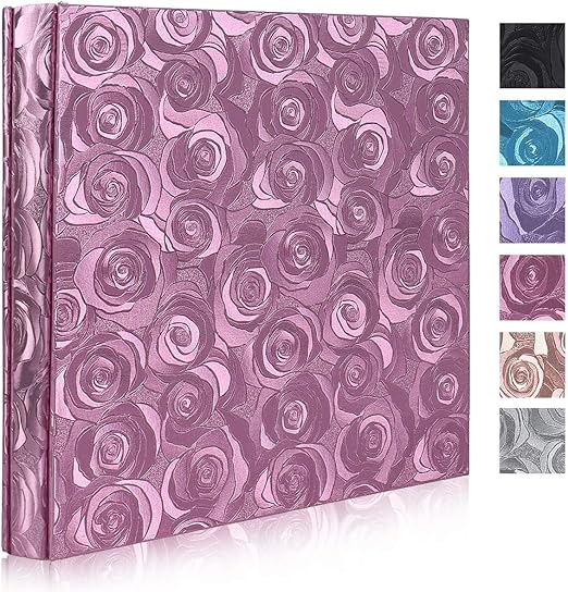 Amazon Com Recutms Photo Album 4x6 600 Photos Wedding Family Albums Rose Pattern Leather Cover 600 Pockets Holds For Baby Family Wedding Picture Albums Horizontal And Vertical Photos With Black Pages Pink Home