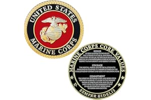 MILITARY GIFT SHOP USMC Core Values Coin- Marine Corps Challenge Coin – Certified Disabled USMC Veteran Owned Small Business