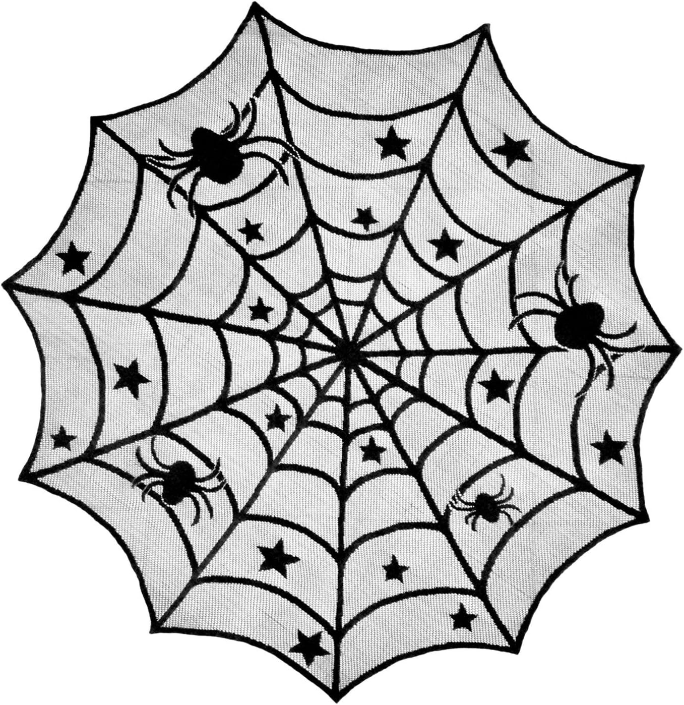 Spider Web Table Cloth Halloween Cobweb Lace Fabric Runner Cover-Round diameter 40 inch