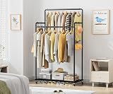 HOMIDEC Clothes Rail Metal Rack with Hooks Double Rails 80kg Black view 2