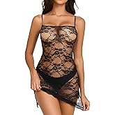 YYA Sexy Sleeveless Nightgowns for Women Mesh Sleep Shirts Chemise Night Lingerie Dress S-XXL