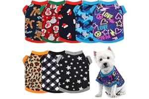 WEEWOODAY 8 Pieces Dog Sweaters Winter Chihuahua Clothes Outfits Dog Warm Shirt Winter Puppy Clothes for Winter Colorful Thickening Dog Pajamas for Pets Pup Dog Cat (Classic Pattern, Small)